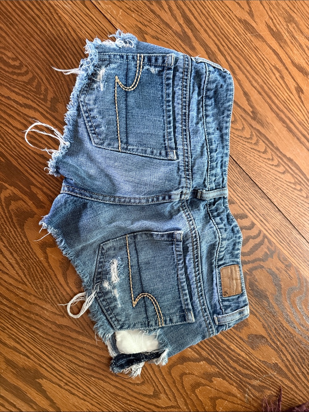 American Eagle Outfitters Blue Distressed Frayed Denim Shorts - Picture 2 of 6